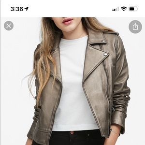 Banana Republic Metallic Lamb Leather Moto Jacket-S